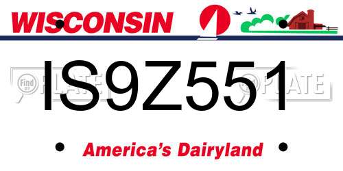 IS9Z551 Wisconsin License Plate