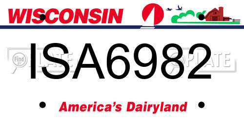 ISA6982 Wisconsin License Plate