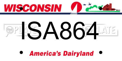 ISA864 Wisconsin License Plate