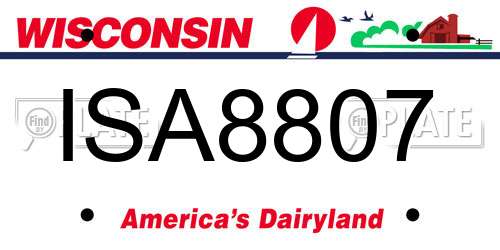 ISA8807 Wisconsin License Plate
