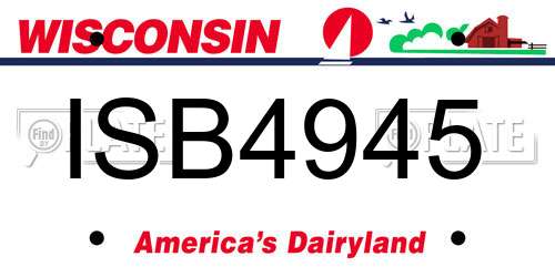 ISB4945 Wisconsin License Plate
