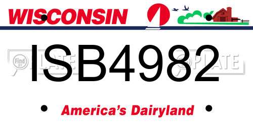 ISB4982 Wisconsin License Plate