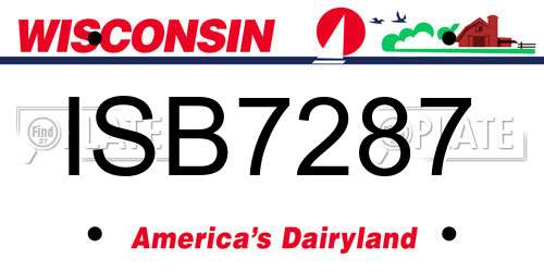 ISB7287 Wisconsin License Plate