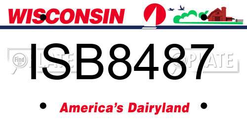 ISB8487 Wisconsin License Plate