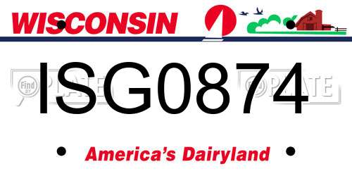 ISG0874 Wisconsin License Plate