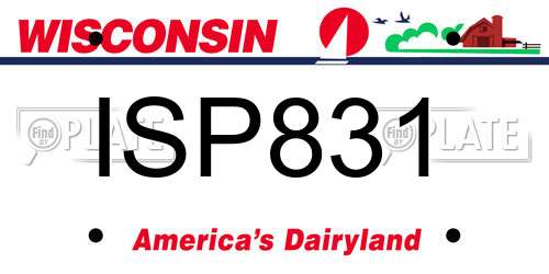 ISP831 Wisconsin License Plate