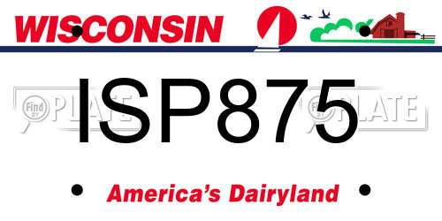ISP875 Wisconsin License Plate