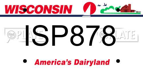 ISP878 Wisconsin License Plate