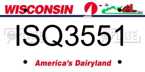 ISQ3551 Wisconsin License Plate