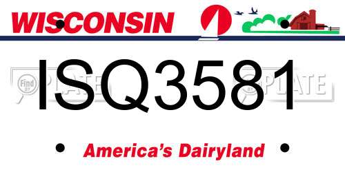 ISQ3581 Wisconsin License Plate