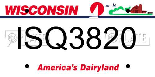 ISQ3820 Wisconsin License Plate