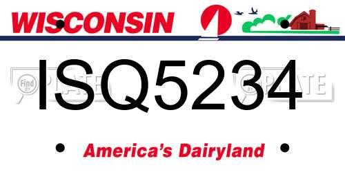 ISQ5234 Wisconsin License Plate