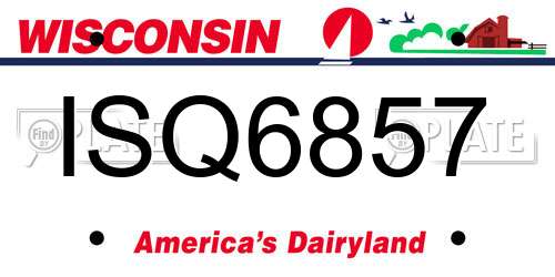 ISQ6857 Wisconsin License Plate
