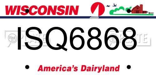 ISQ6868 Wisconsin License Plate