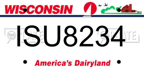 ISU8234 Wisconsin License Plate