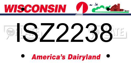 ISZ2238 Wisconsin License Plate