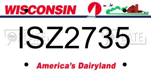 ISZ2735 Wisconsin License Plate