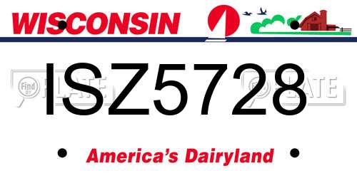 ISZ5728 Wisconsin License Plate