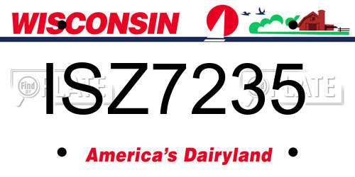 ISZ7235 Wisconsin License Plate