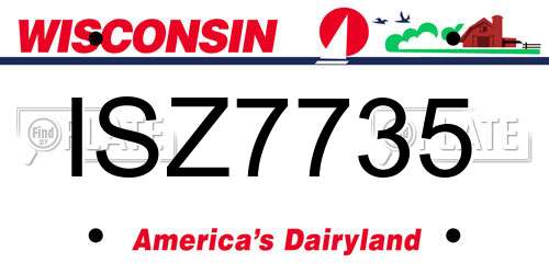 ISZ7735 Wisconsin License Plate