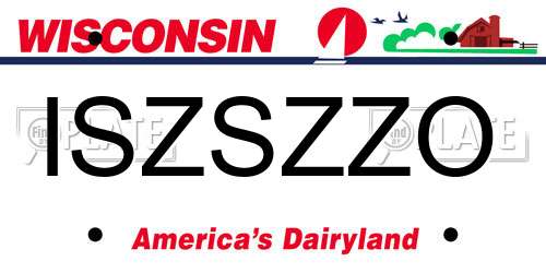 ISZSZZO Wisconsin License Plate