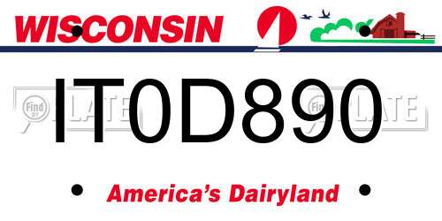 IT0D890 Wisconsin License Plate