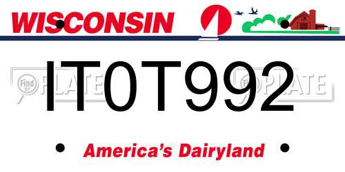 IT0T992 Wisconsin License Plate
