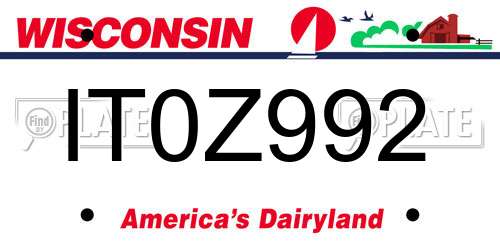 IT0Z992 Wisconsin License Plate