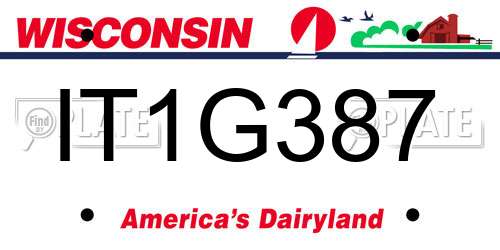 IT1G387 Wisconsin License Plate