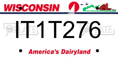 IT1T276 Wisconsin License Plate