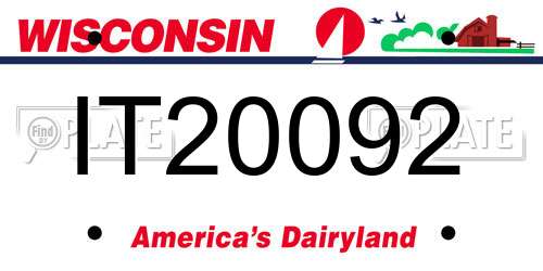 IT20092 Wisconsin License Plate
