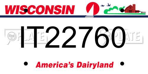 IT22760 Wisconsin License Plate