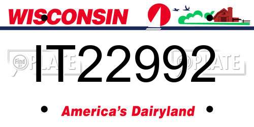IT22992 Wisconsin License Plate
