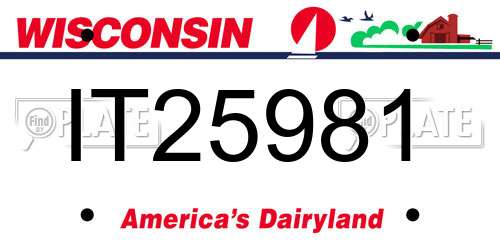 IT25981 Wisconsin License Plate