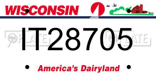 IT28705 Wisconsin License Plate