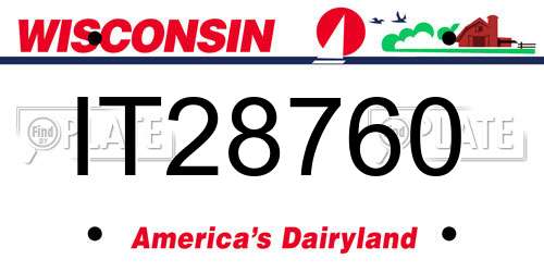 IT28760 Wisconsin License Plate