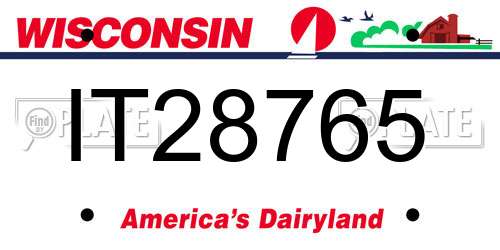 IT28765 Wisconsin License Plate