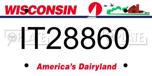 IT28860 Wisconsin License Plate