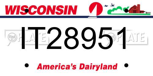 IT28951 Wisconsin License Plate