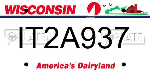 IT2A937 Wisconsin License Plate