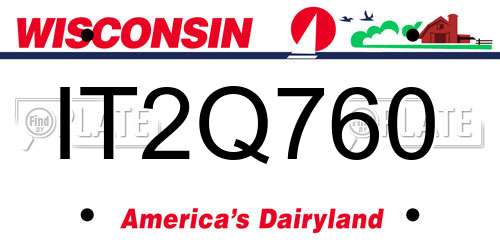 IT2Q760 Wisconsin License Plate