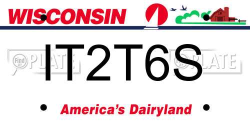 IT2T6S Wisconsin License Plate