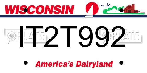 IT2T992 Wisconsin License Plate