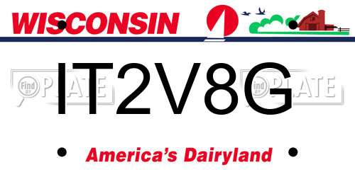 IT2V8G Wisconsin License Plate
