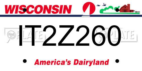 IT2Z260 Wisconsin License Plate