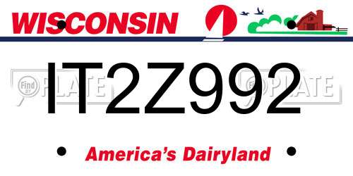 IT2Z992 Wisconsin License Plate