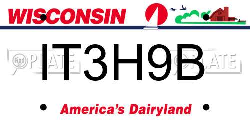 IT3H9B Wisconsin License Plate