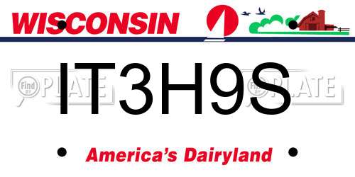 IT3H9S Wisconsin License Plate