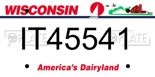 IT45541 Wisconsin License Plate