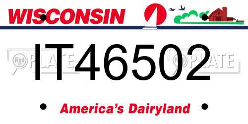 IT46502 Wisconsin License Plate